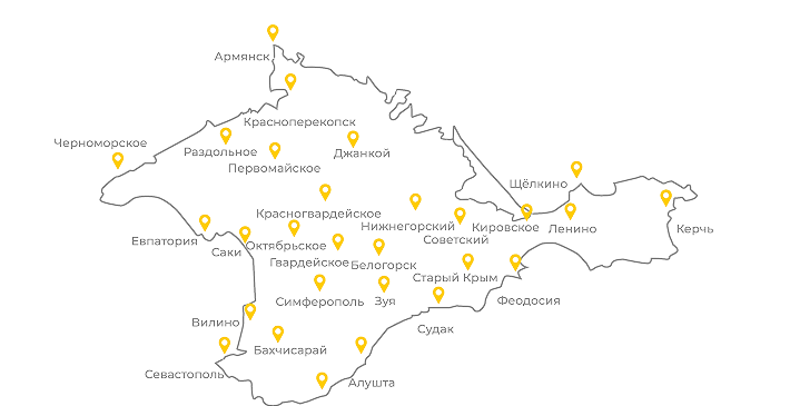 Карта присутствия Айва.финансы в Крыму