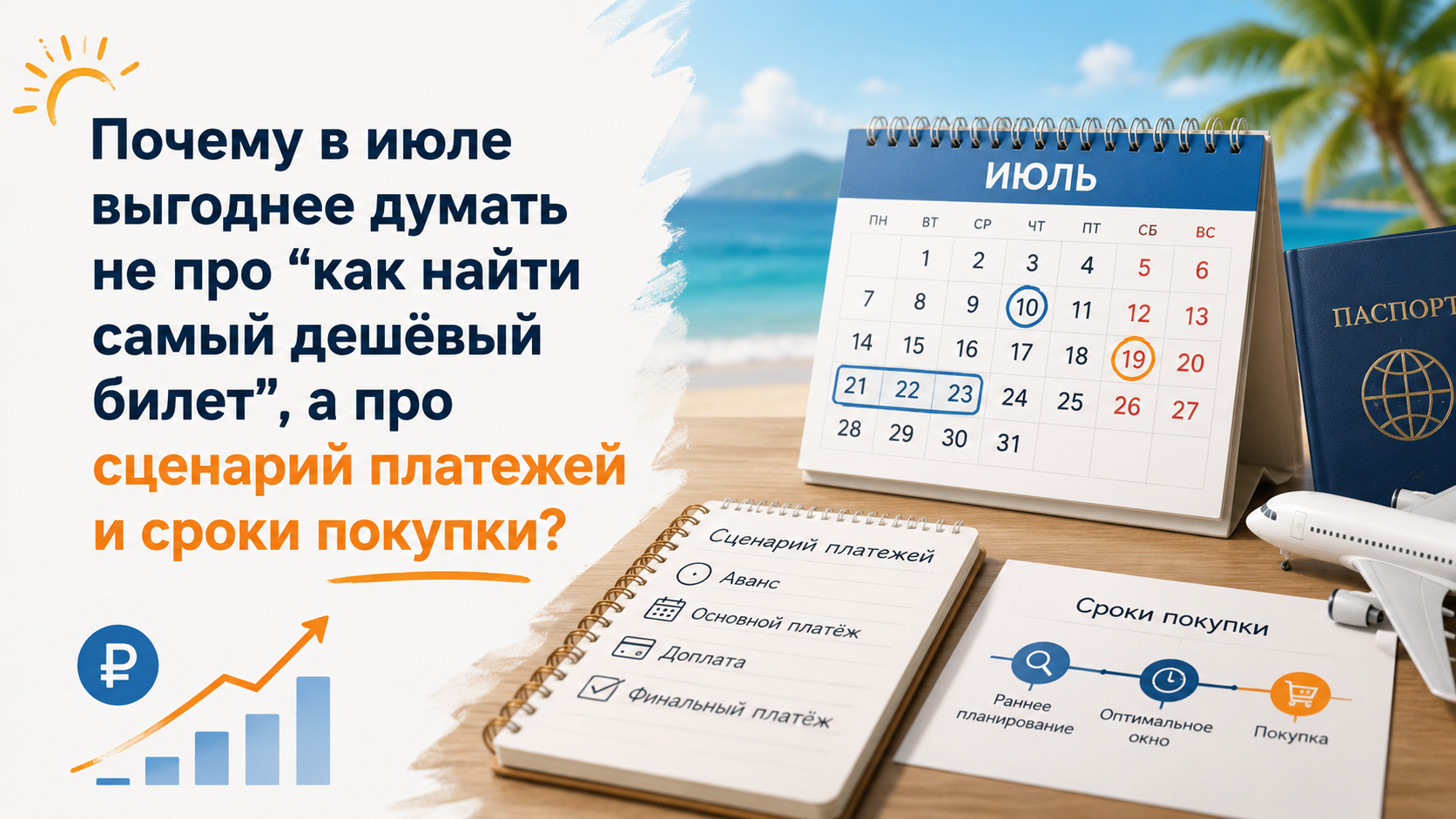 Июльские билеты и кассовый разрыв: как спланировать поездку и платить комфортно